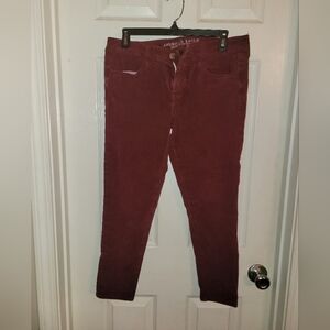 American Eagle Outfitters Jeggings Dark Red Sateen Skinny Jeans Size 10 Short